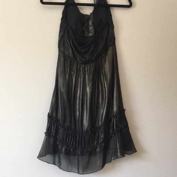Shimmery metallic black and gold halter dress - Picture 2 of 6